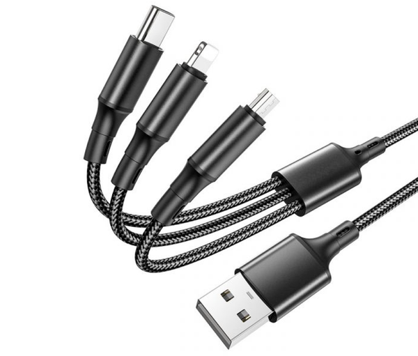 Cable HOCO Multifuncional Sunway 3 en 1 (Lightning / Micro / Type-C)